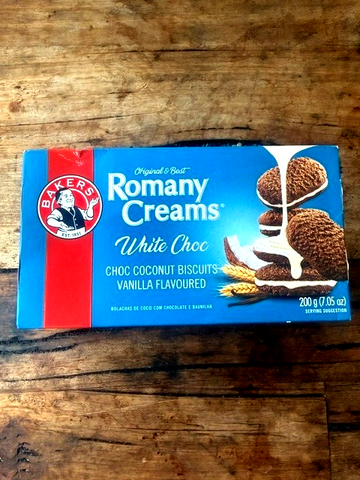Romany Creams White Choc coconut Biscuits Vanilla Flavours