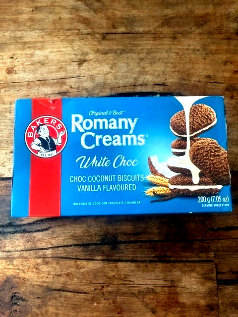 Romany Creams White Choc coconut Biscuits Vanilla Flavours