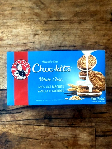 Choc-Kits white choc oat biscuits vanilla flavoured