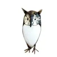 Metal Curios Bird Owl Large White x1