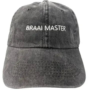 Cap Black Stone Wash Cotton- Braai Master