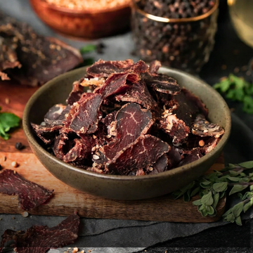 Biltong with lighter, more subtle fat marbling