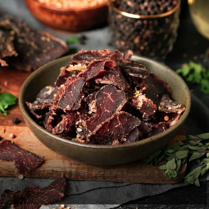 Biltong with lighter, more subtle fat marbling